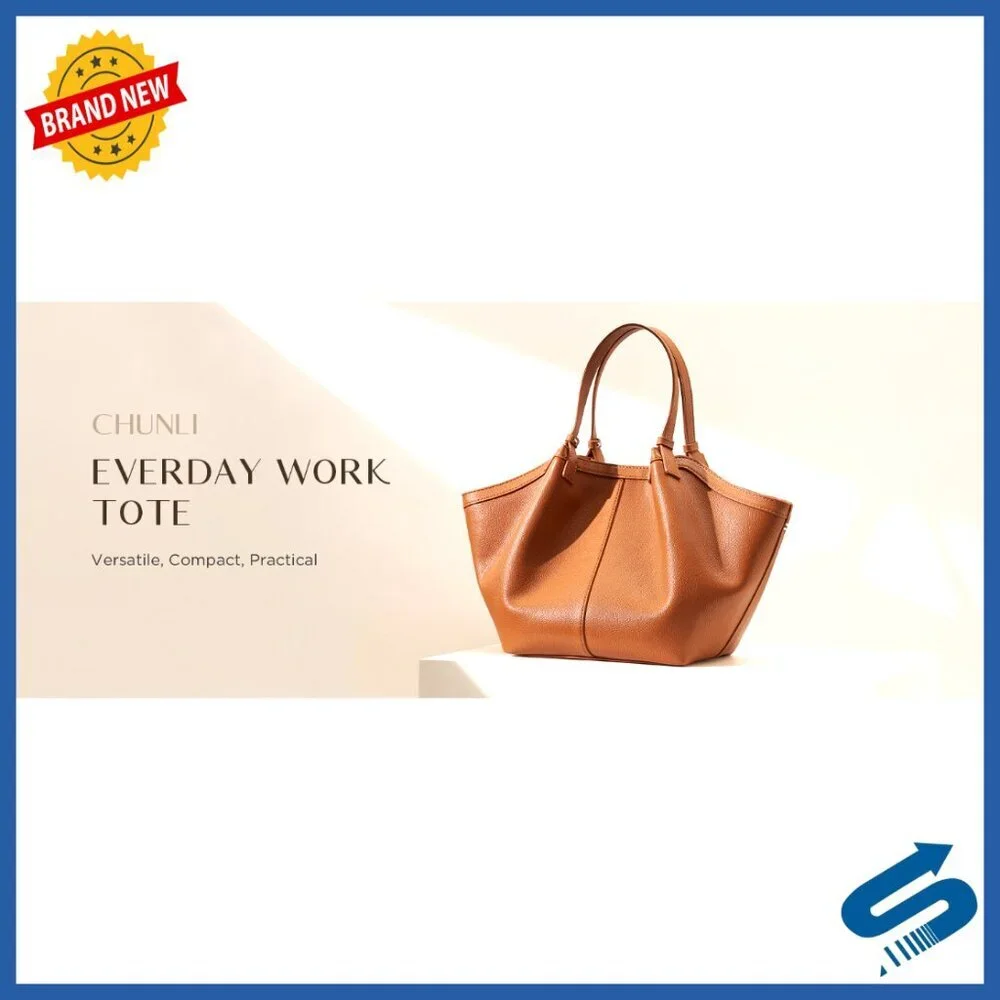 Large Capacity PU Leather Tote Bag with Adjustable Strap for Work & Travel